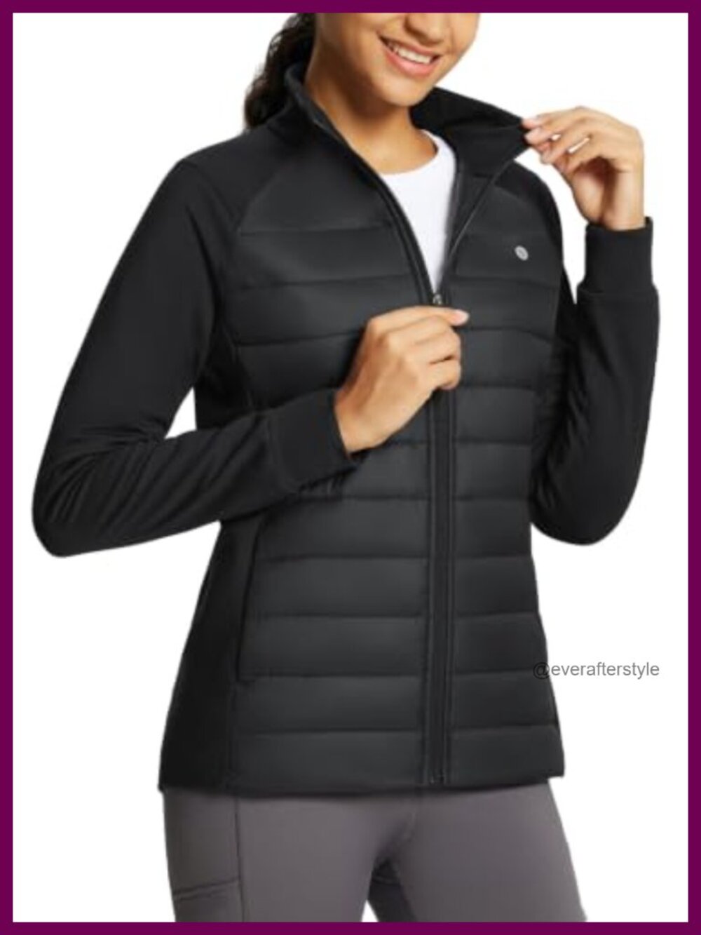 Women's Running Jacket Winter Lightweight Puffer Coat with Zip Pockets